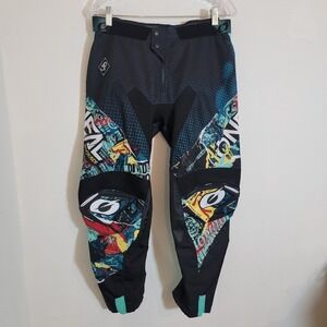 ONEAL Mayhem Lite Offroad Pants Motocross Black Graphic‎ Sz 32 Dirt Bike Racing